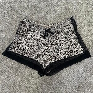 Size S Victoria's Secret Black and Beige Cheetah Shorts with Lace‎ Trim